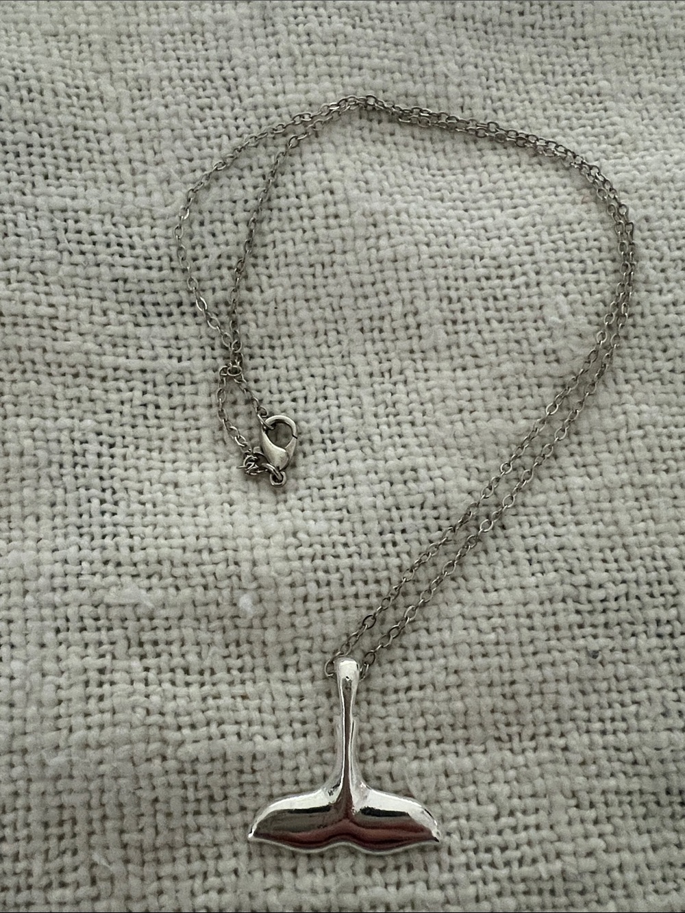 Silver Whale Tail Pendant Necklace